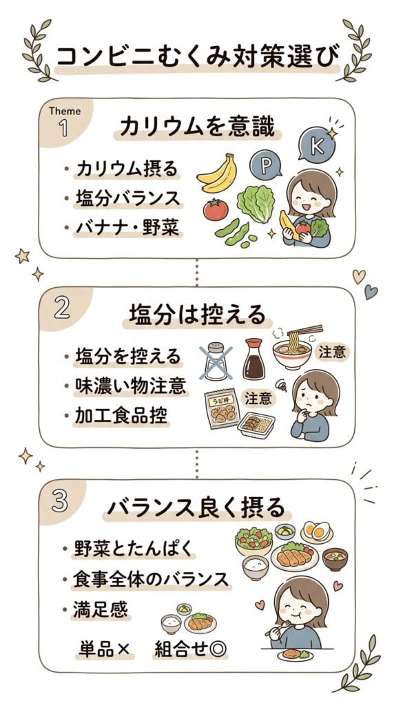 コンビニでむくみ対策の食べ物を選ぶポイント