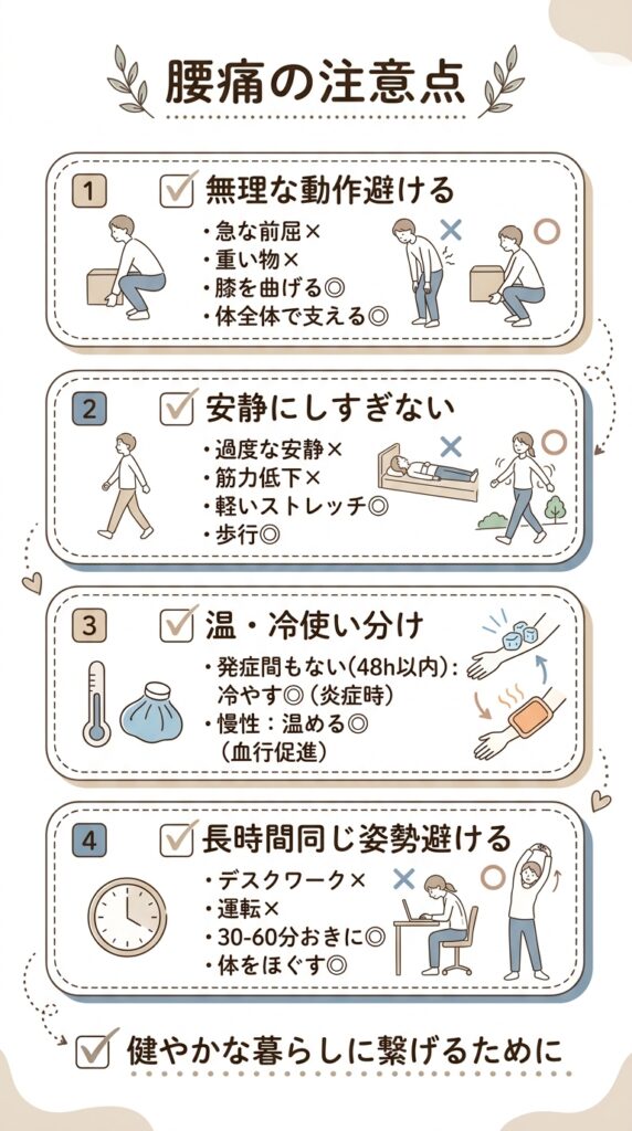 腰痛があるときの注意点